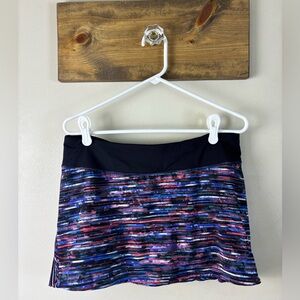 Lululemon SZ 10 Play Off The Pleats Skirt Hinshu Alpine White Multi/Black Skort